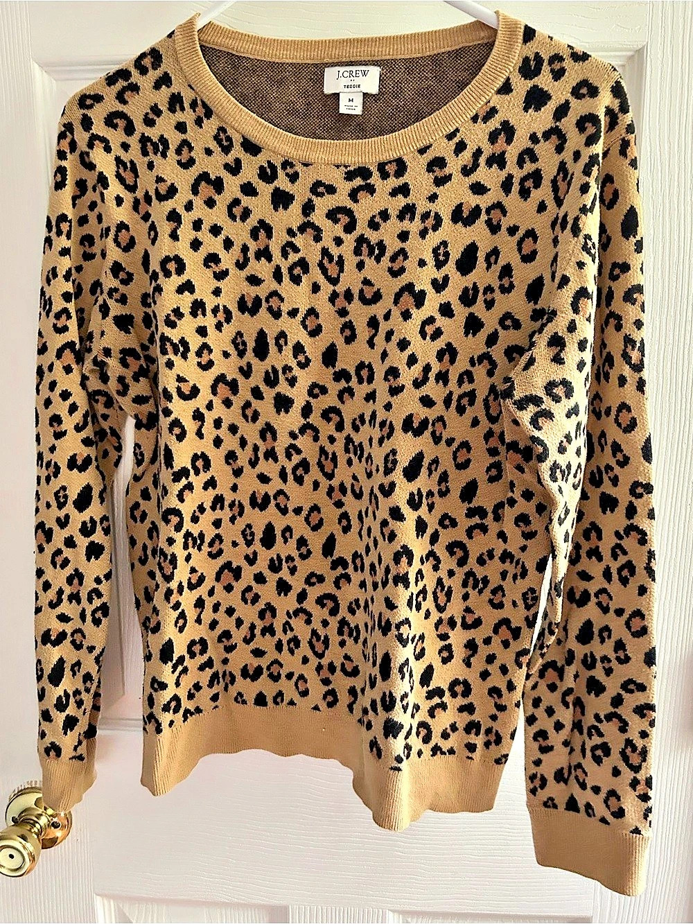 J.Crew Leopard Teddie Sweater Leopard Print Brown Medium